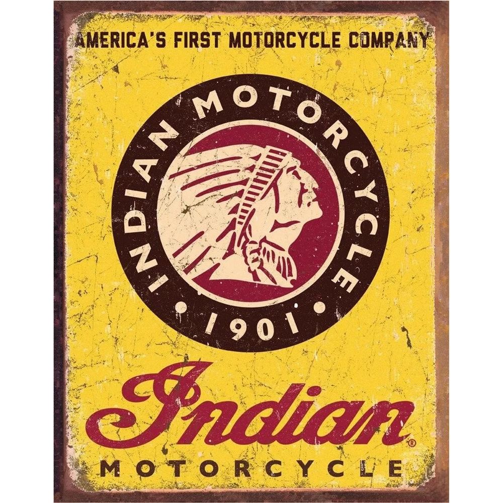 Retroworld Indian Motorcycles Since 1901 Metalskilt - 30 x 40 cm - Metalskilt fra Retroworld hos The Prince Webshop