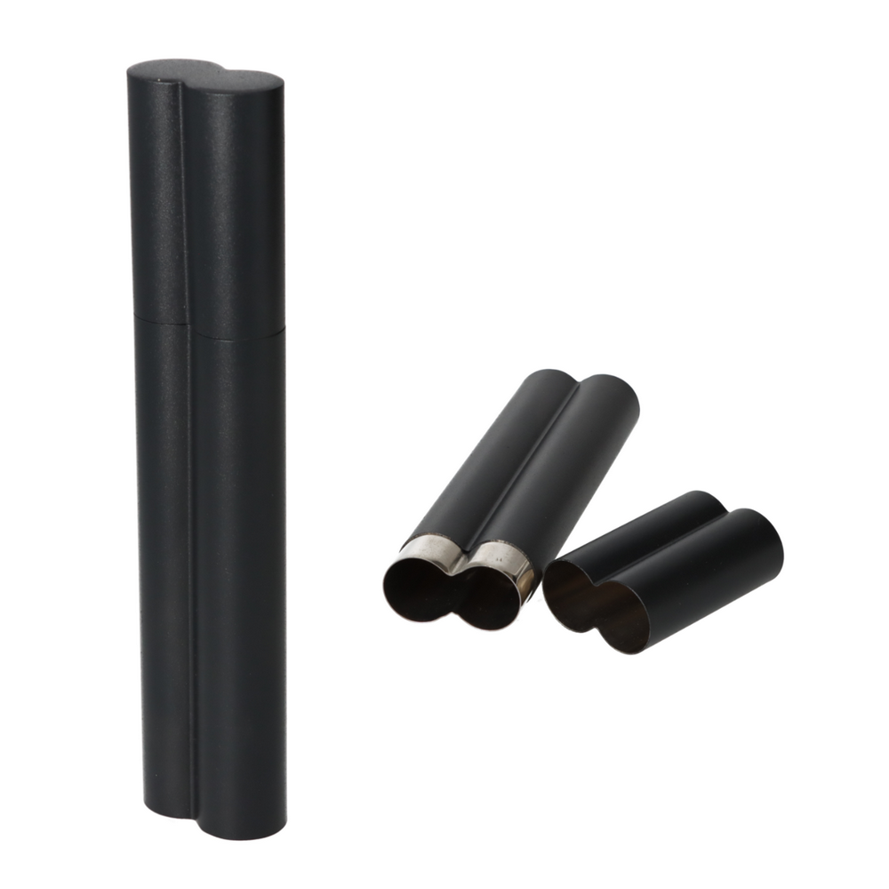 Angelo Cigar Etui - 2 stk. 52 Ring Gauge - Sort Stål - Cigar Etui fra Angelo hos The Prince Webshop