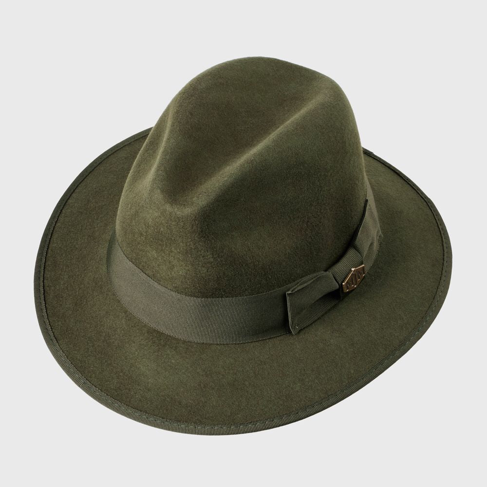 MJM MAUK Olive Uld Filt Hat - Waterproof & Crushable - Fedora Hat fra MJM Hats hos The Prince Webshop