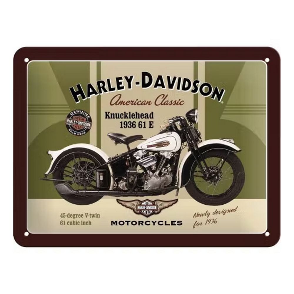 Retroworld Metalskilt Harley-Davidson Sign Knucklehead - 20 x 15 cm - Metalskilt fra Retroworld hos The Prince Webshop