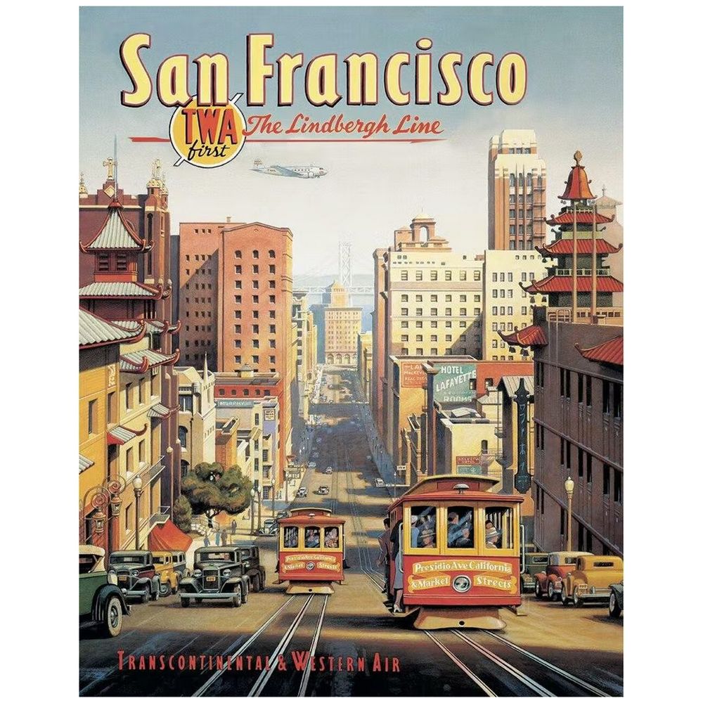 Retroworld Metalskilt Vintage Americana San Francisco TWA - 30 x 40 cm - Metalskilt fra Retroworld hos The Prince Webshop