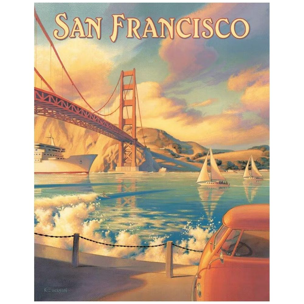 Retroworld Metalskilt Vintage Americana Golden Gate Bridge - 30 x 40 cm - Metalskilt fra Retroworld hos The Prince Webshop