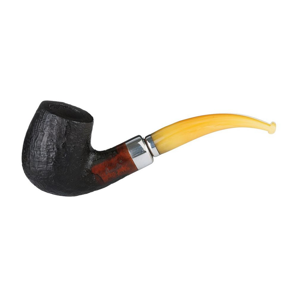 Angelo Lux Pibe - Sort Rustik Bruyere - Bøjet med Ring - Pibe fra Angelo hos The Prince Webshop
