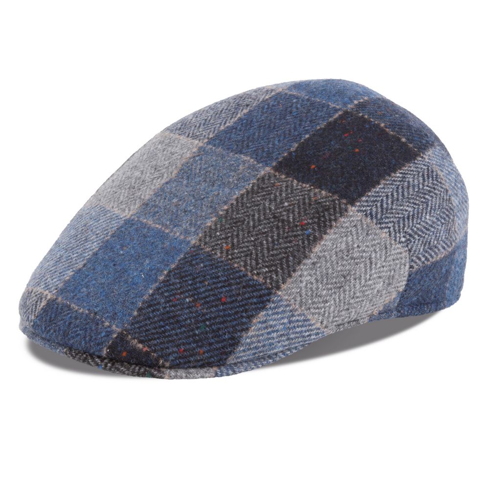 MJM Country Sixpence Virgin Wool Blue Check - S (56 cm) - Flat Cap fra MJM Hats hos The Prince Webshop