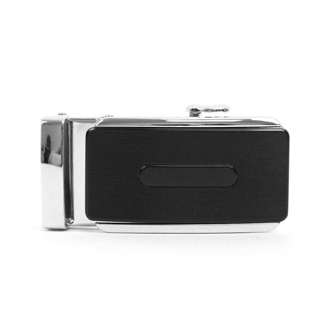 Auto Slide & Lock Bælte Spænde - Sølv og Sort - Uden Livrem - Bælte fra The Prince's Collection hos The Prince Webshop