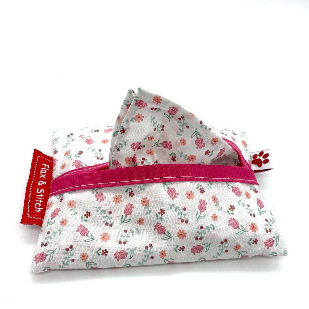FLAX & STITCH - 5 Små lommetørklæder i futteral - Adenia flamingo - Lommetørklæde fra FLAX & STITCH hos The Prince Webshop