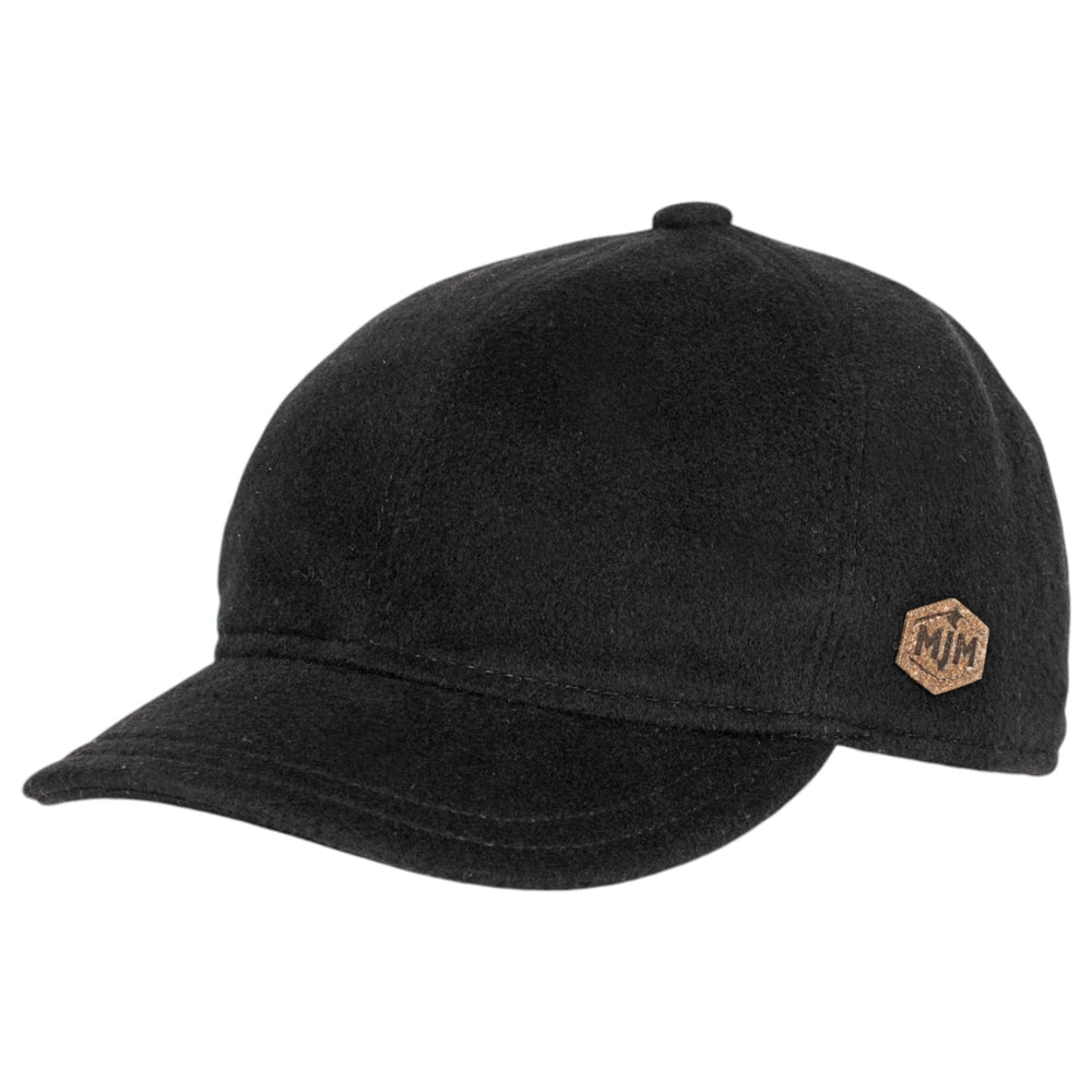 MJM Baseball Cap 100% Wool Cashmere Black med Øreflapper - Baseball Cap fra MJM Hats hos The Prince Webshop