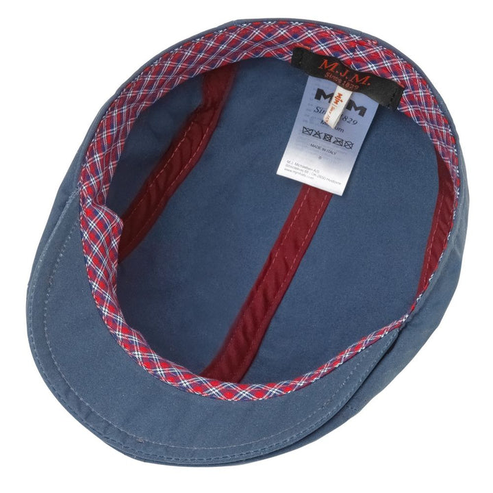 MJM Daffy 3 Staywax - Blå Oilskin Sixpence - Flat Cap fra MJM Hats hos The Prince Webshop