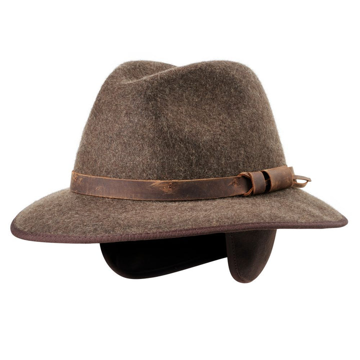 MJM MARCO EL Brun Uld Filt Hat med Øreflapper - Traveller Hat fra MJM Hats hos The Prince Webshop