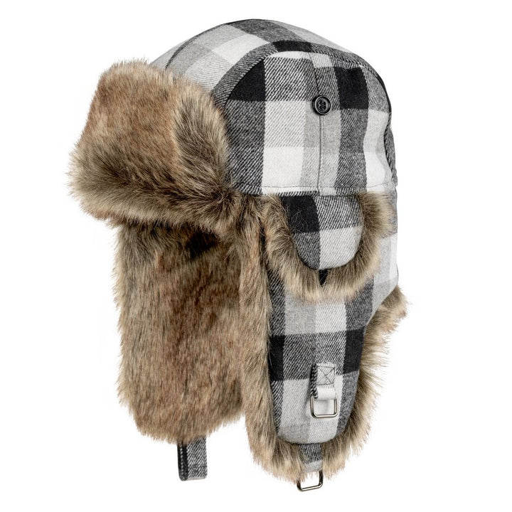 MJM Trapper Rex 32 Faux Fur Grey Check - Hue fra MJM Hats hos The Prince Webshop