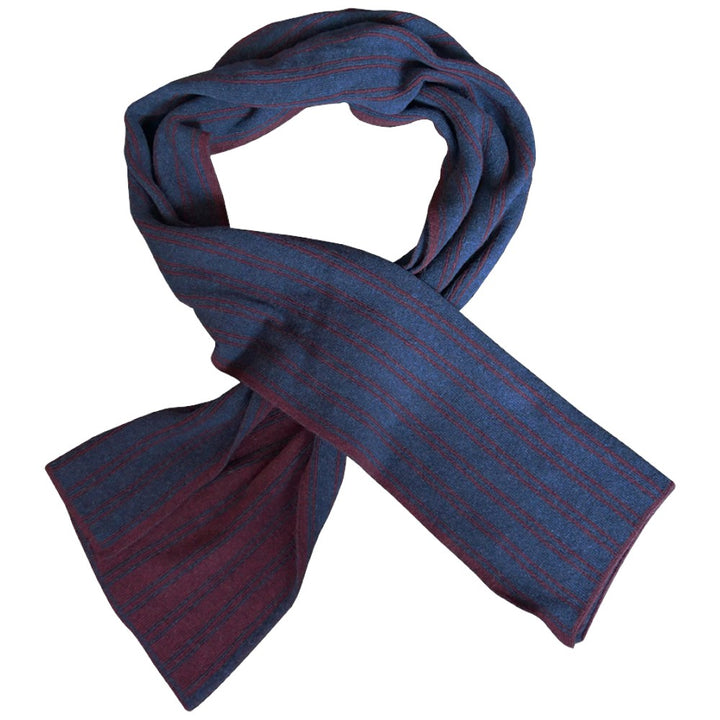 MJM Stripe 62 Scarf Wool/Cashmere Navy/Bordeaux