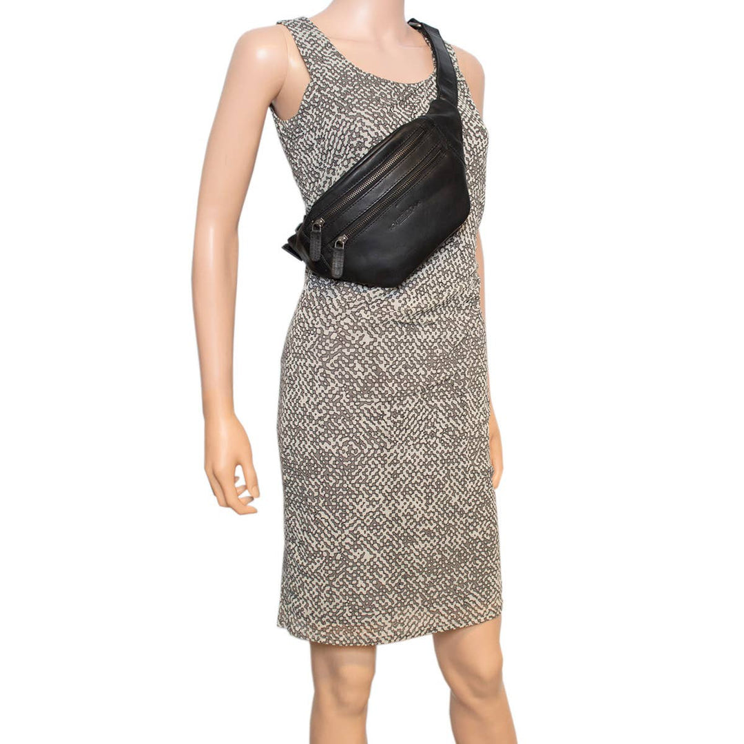 Leather Crossbody Bag - Fanny Pack - Belt Bag - Sort - Taske fra Arrigo hos The Prince Webshop