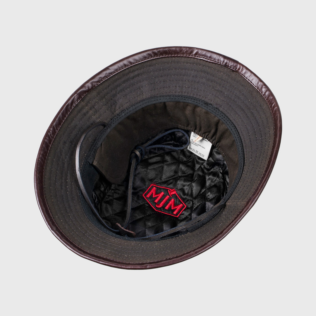 MJM 10044 Wax Cotton Brown Oilskin - Bucket Hat i Brun - S (56 cm) - Bucket Hat fra MJM Hats hos The Prince Webshop