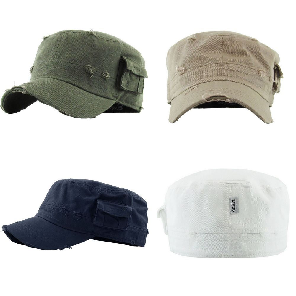 Ethos Army Cadet Cap i 100% Bomuld Distressed - 4 FARVER - Army Cap fra Ethos hos The Prince Webshop