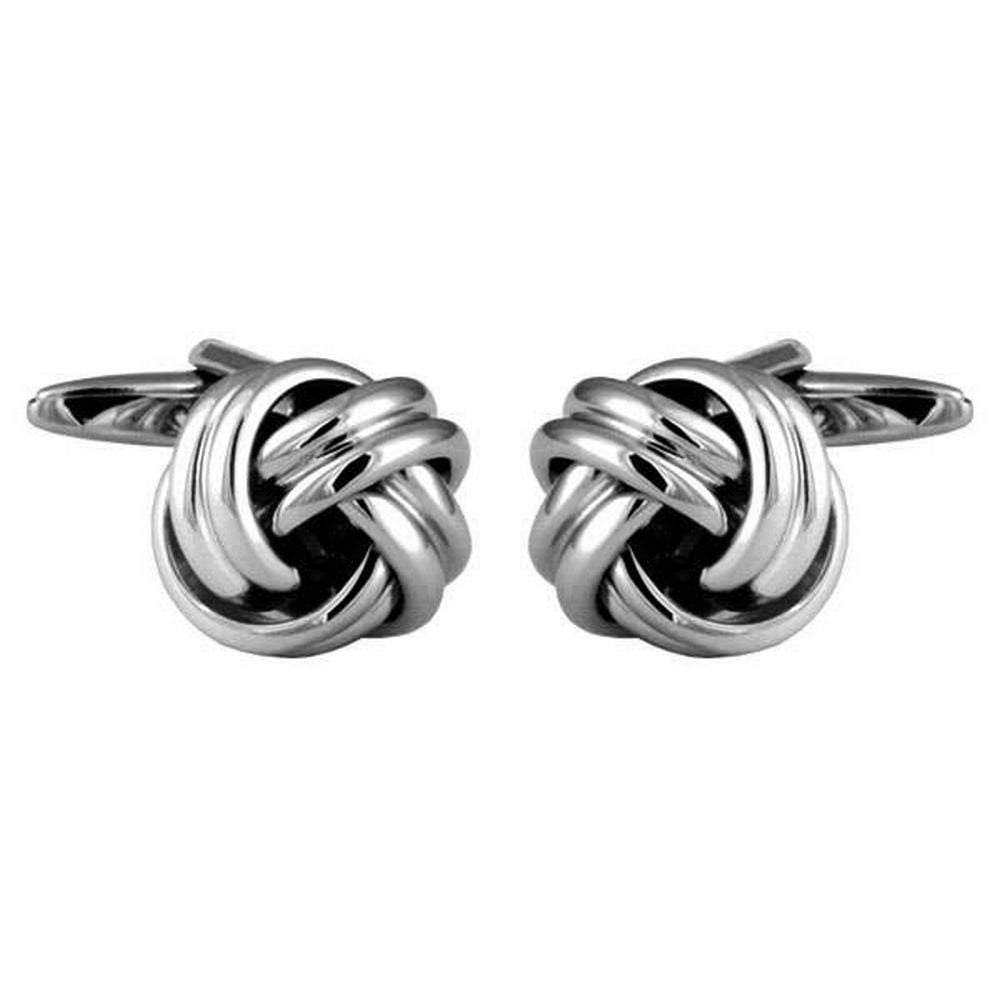Double Cord Rhodium Plated Knot Cufflinks - UK Manchetknapper - Manchetknapper fra David Aster Collection hos The Prince Webshop