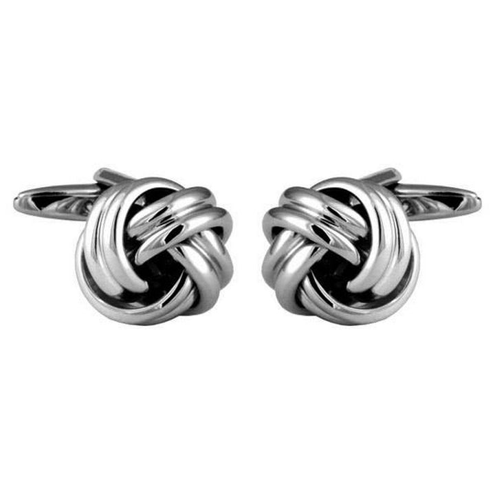 Double Cord Rhodium Plated Knot Cufflinks - UK Manchetknapper - Manchetknapper fra David Aster Collection hos The Prince Webshop