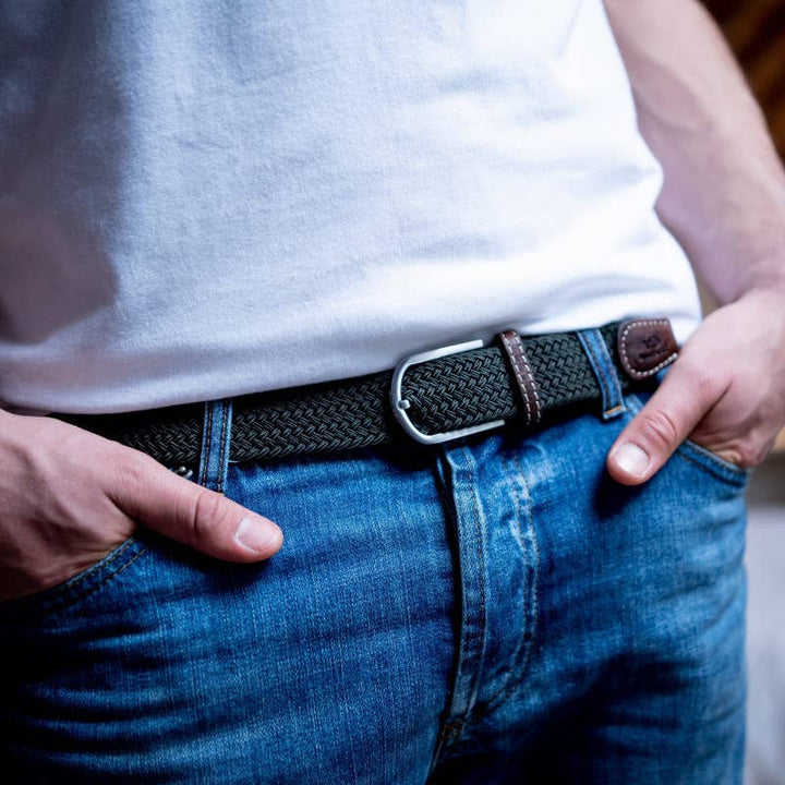 BILLYBELT Black Licorice Woven Elastic Belt - Elastisk Komfort Bælte - Bælte fra BILLYBELT hos The Prince Webshop