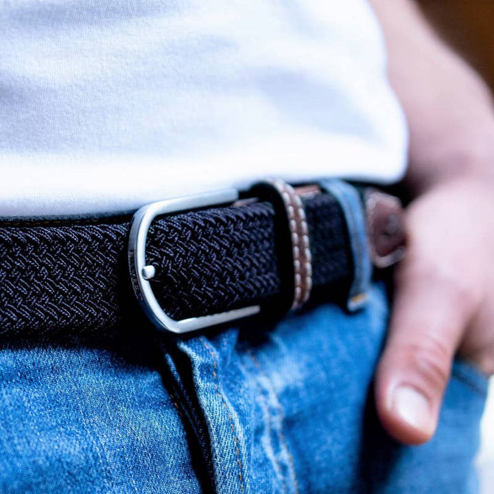 BILLYBELT Navy Blue Woven Elastic Belt - Elastisk Komfort Bælte - Bælte fra BILLYBELT hos The Prince Webshop