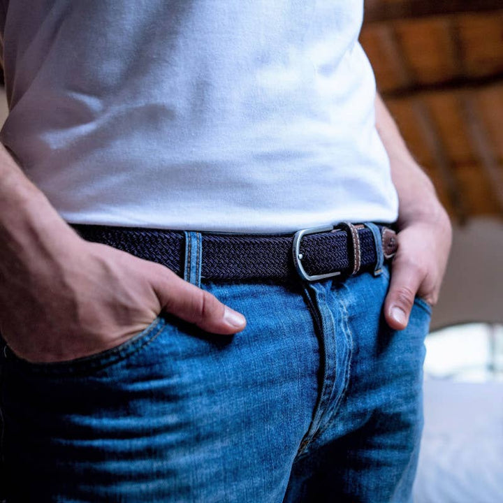 BILLYBELT Navy Blue Woven Elastic Belt - Elastisk Komfort Bælte - Bælte fra BILLYBELT hos The Prince Webshop