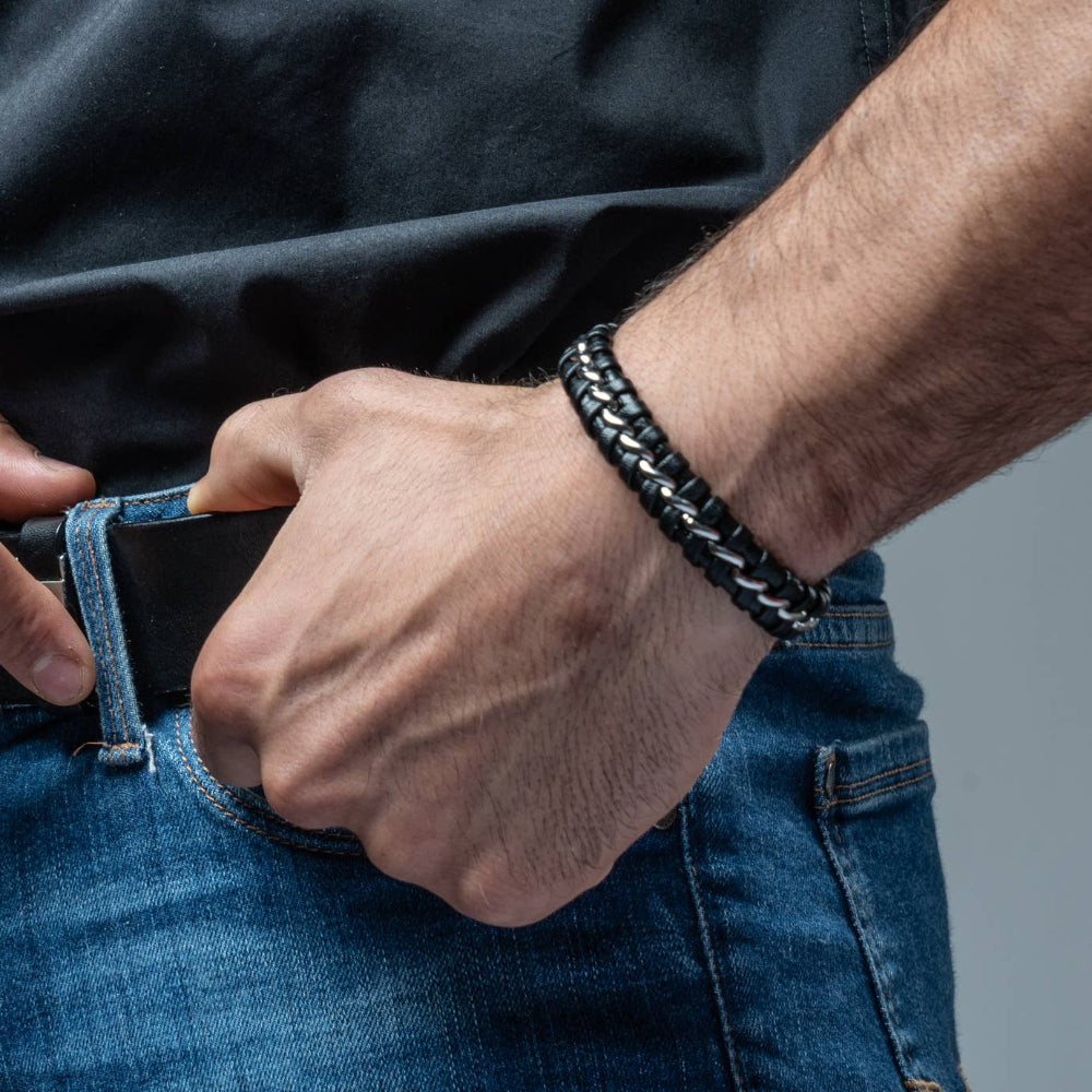 Læder Armbånd “Joy” - Sort/Sølv Okselæder - Armbånd fra SERASAR hos The Prince Webshop