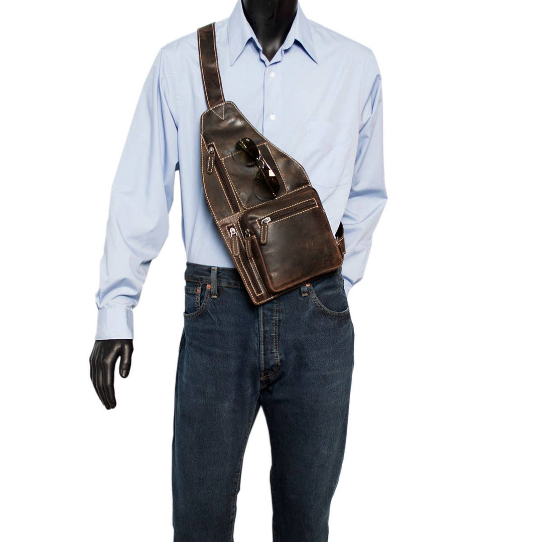 Arrigo Crossbody Shoulder Bag Buffalo Leather - Mørkebrun - Taske fra Arrigo hos The Prince Webshop