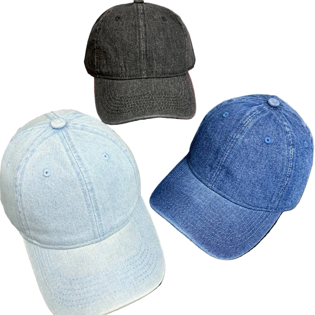 Justerbar Denim Kasket i 3 Farver