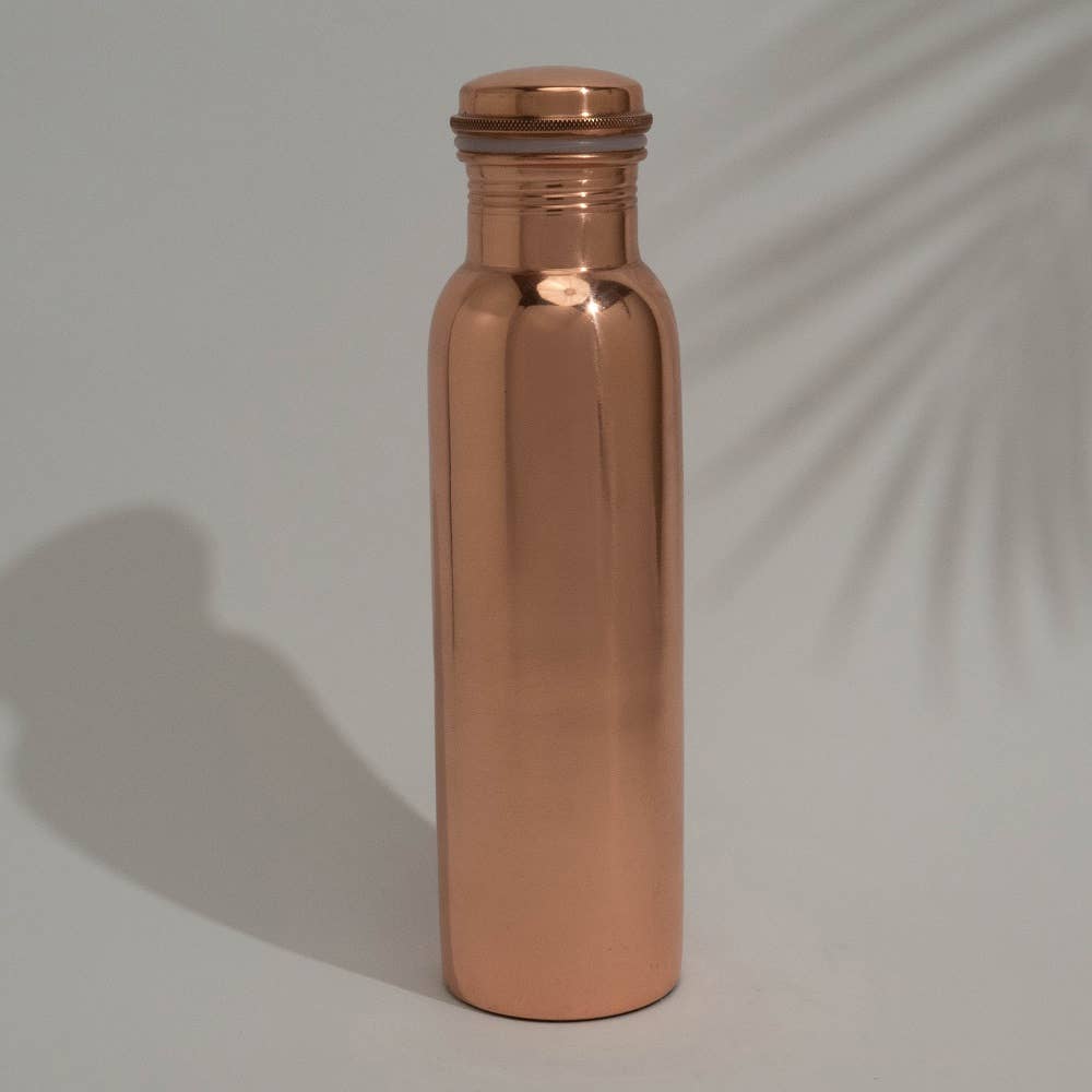 Ren kobber vandflaske glat poleret ± 950 ml (tung)