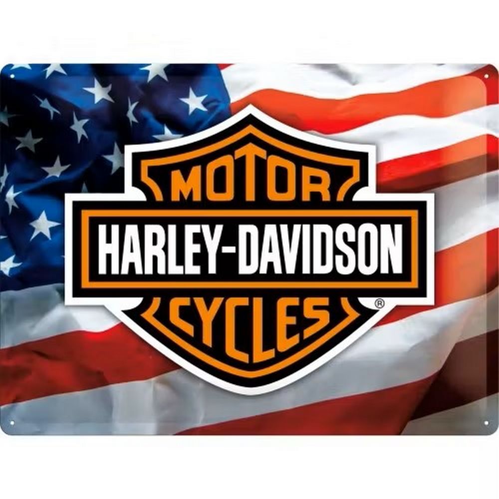 Retroworld Shield Harley Davidson USA LOGO Metalskilt - 40 x 30 cm - Metalskilt fra Retroworld hos The Prince Webshop