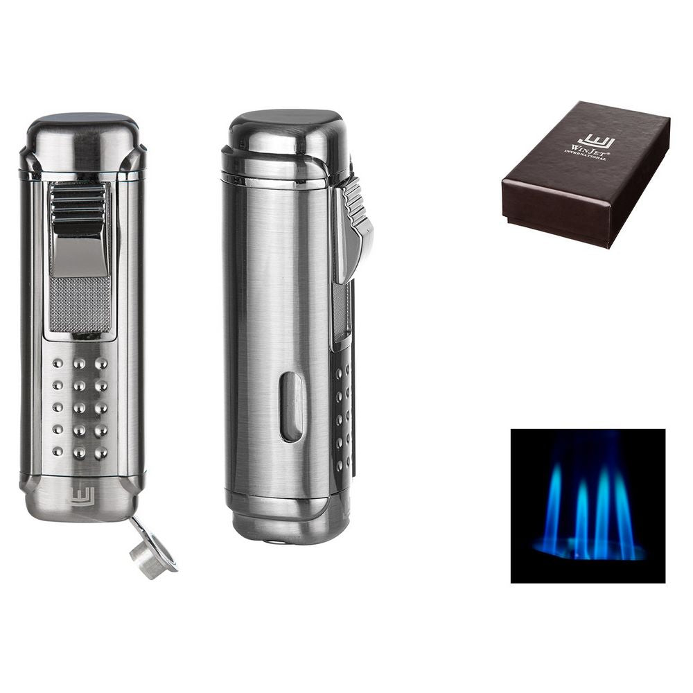 Winjet Cigar Lighter 4 x Jet Chrom Satin m/Puncher - Lighter fra Winjet hos The Prince Webshop