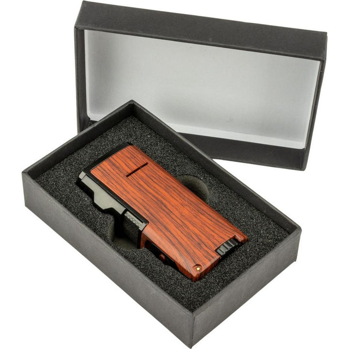 SKY 3-flame Jet Cigar Lighter Wood med Puncher - Lighter fra SKY hos The Prince Webshop