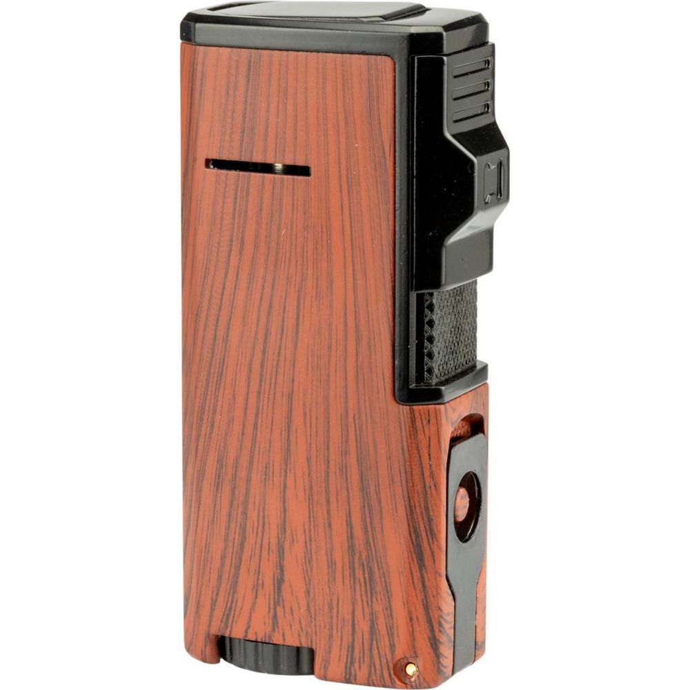 SKY 3-flame Jet Cigar Lighter Wood med Puncher - Lighter fra SKY hos The Prince Webshop