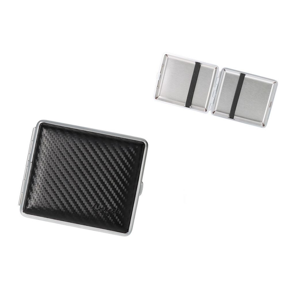 CASETI Cigaret Etui til 18 King Size - Sort Carbon Look Læder - Cigaret Etui fra Caseti hos The Prince Webshop