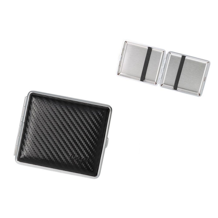 CASETI Cigaret Etui til 18 King Size - Sort Carbon Look Læder - Cigaret Etui fra Caseti hos The Prince Webshop