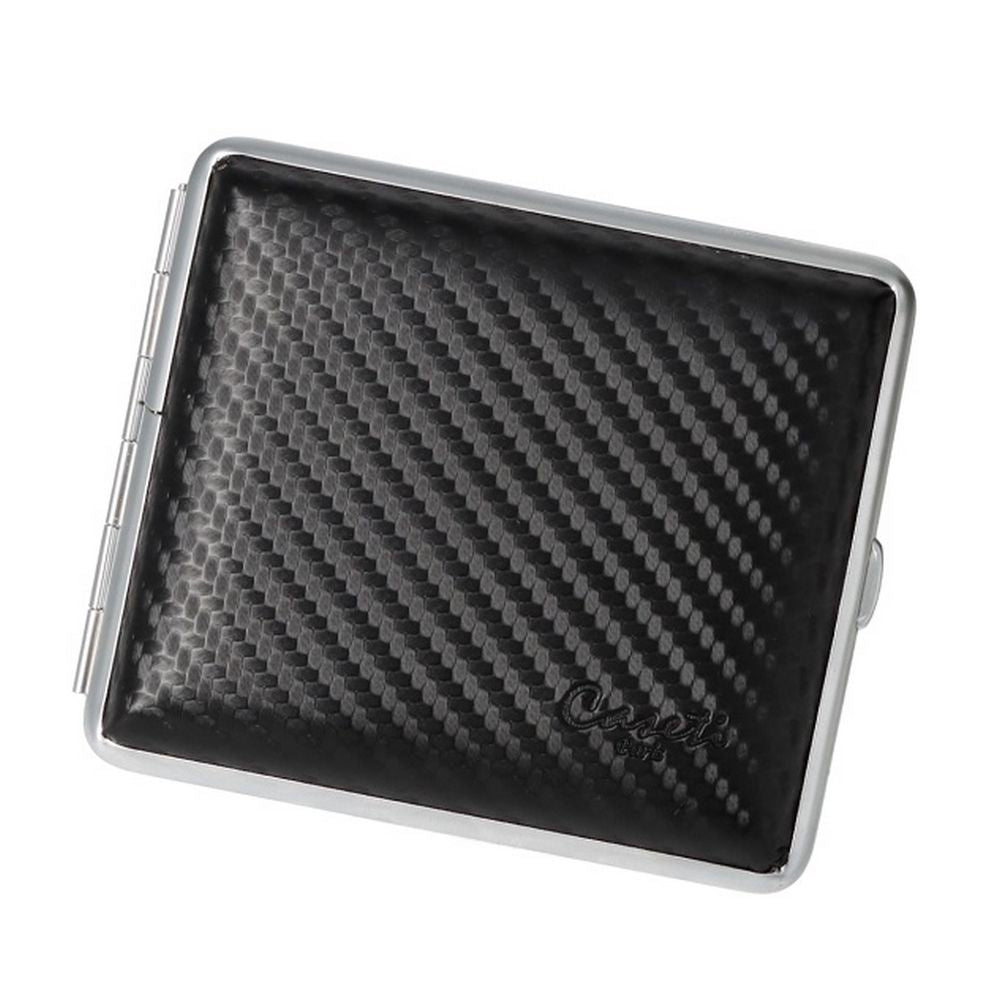 CASETI Cigaret Etui til 18 King Size - Sort Carbon Look Læder - Cigaret Etui fra Caseti hos The Prince Webshop