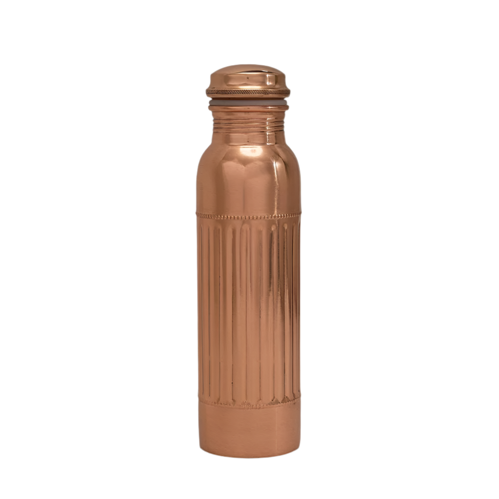 Ren kobber Vandflaske Dot Lining ± 950 ml (tung) - Gave Ide fra Ayurveda Specialist B.V. hos The Prince Webshop