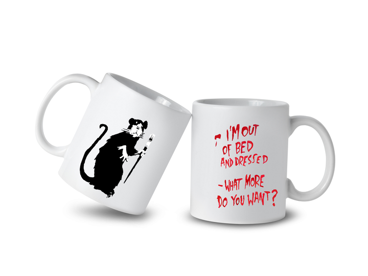 Banksy Ceramic Mug 325ml - I'm Out of Bed - Krus fra URBAN.ITY hos The Prince Webshop