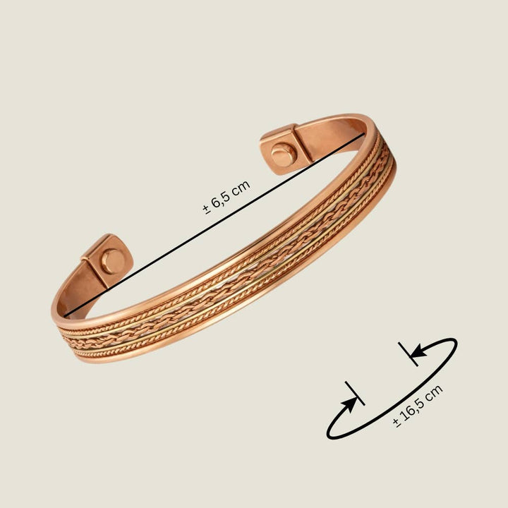 Kobber- og messing sundhedsklemmearmbånd med 2 magneter –