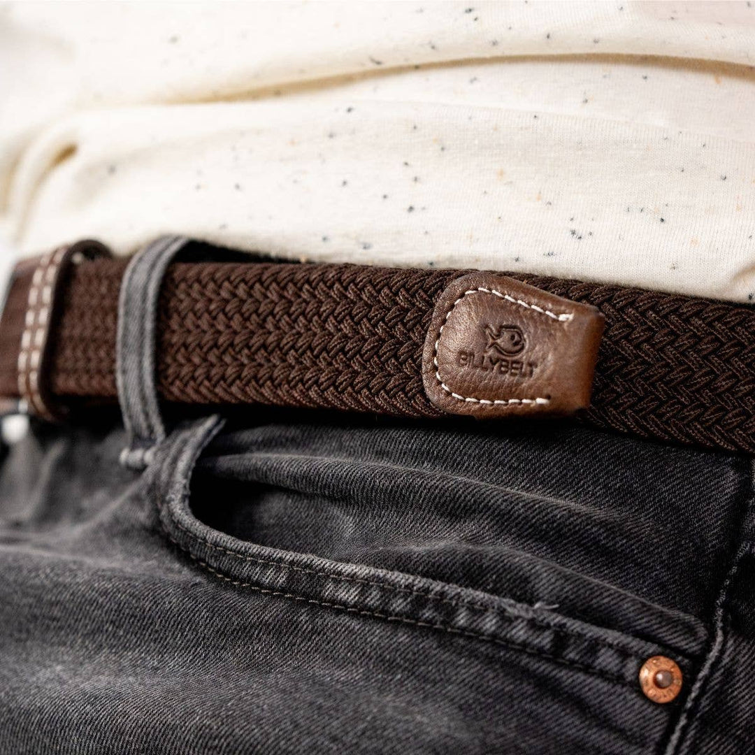 BILLYBELT Leaf-brown Woven Elastic Belt - Elastisk Komfort Bælte - Bælte fra BILLYBELT hos The Prince Webshop
