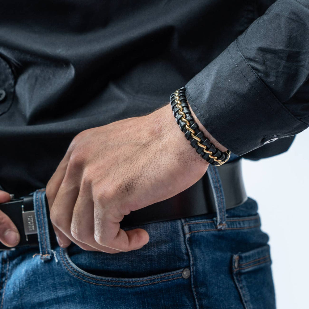 Læder Armbånd “Joy” - Sort/Guld Okselæder - Armbånd fra SERASAR hos The Prince Webshop