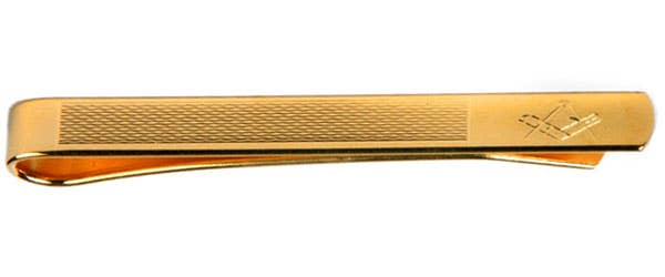 Masonic Engraved & Barley Design Gold Plate Tie Slide - Slipsenål fra David Aster Collection hos The Prince Webshop
