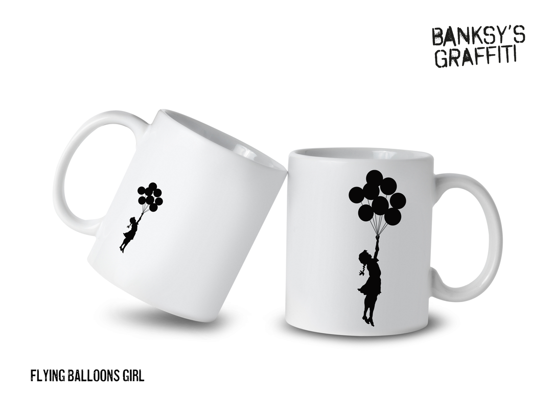 Banksy Ceramic Mug 325ml - Flying Balloons Girl - Krus fra URBAN.ITY hos The Prince Webshop