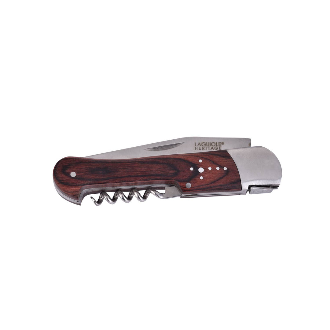 Sommelier Laguiole Foldekniv – Pakkawood Håndtag med Etui - Proptrækker fra Laguiole by Polyflame hos The Prince Webshop