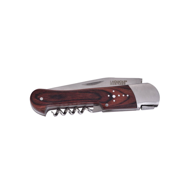 Sommelier Laguiole Foldekniv – Pakkawood Håndtag med Etui - Proptrækker fra Laguiole by Polyflame hos The Prince Webshop
