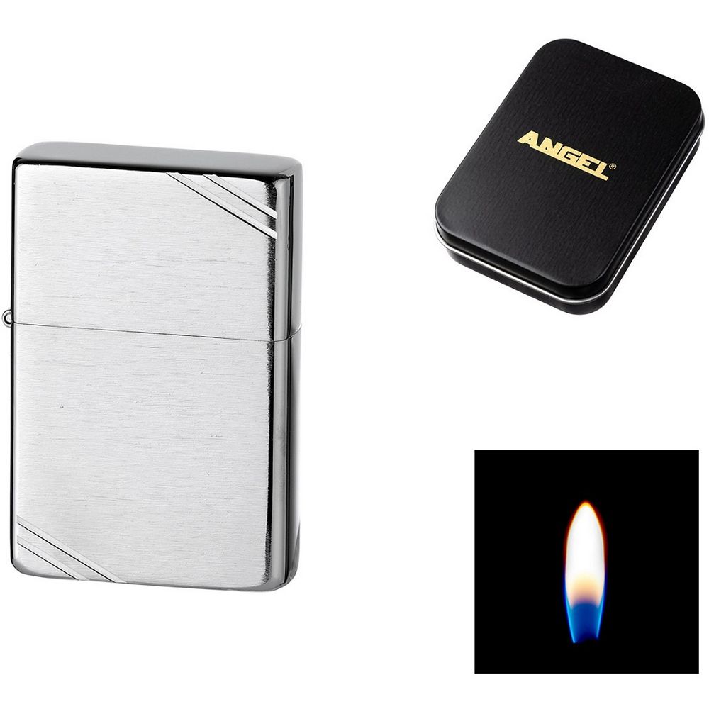 Angel Benzin Lighter - Chrom Cut
