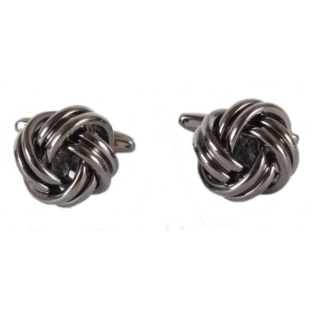Large Open Rounded Gunmetal Knot Cufflinks - UK Manchetknapper - Manchetknapper fra David Aster Collection hos The Prince Webshop