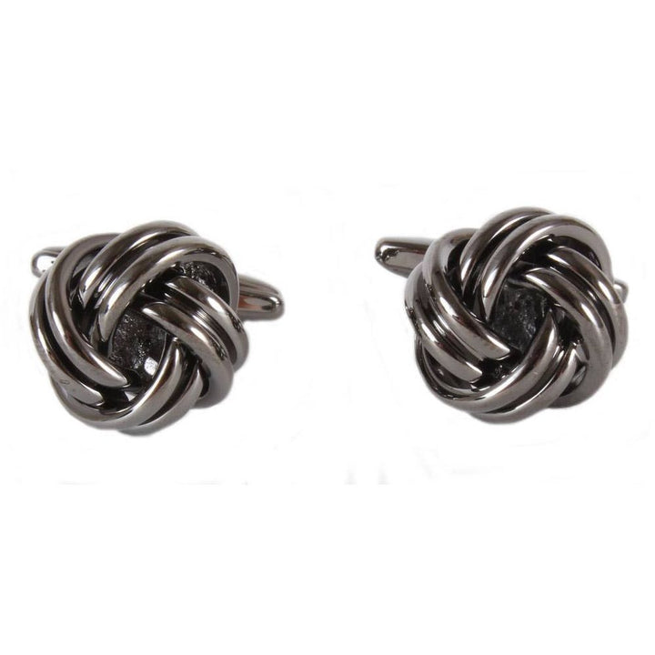 Large Open Rounded Gunmetal Knot Cufflinks - UK Manchetknapper - Manchetknapper fra David Aster Collection hos The Prince Webshop
