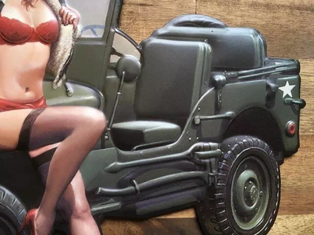 Retroworld Willys Army Jeep Metalskilt - 40 x 28 cm - Metalskilt fra Retroworld hos The Prince Webshop