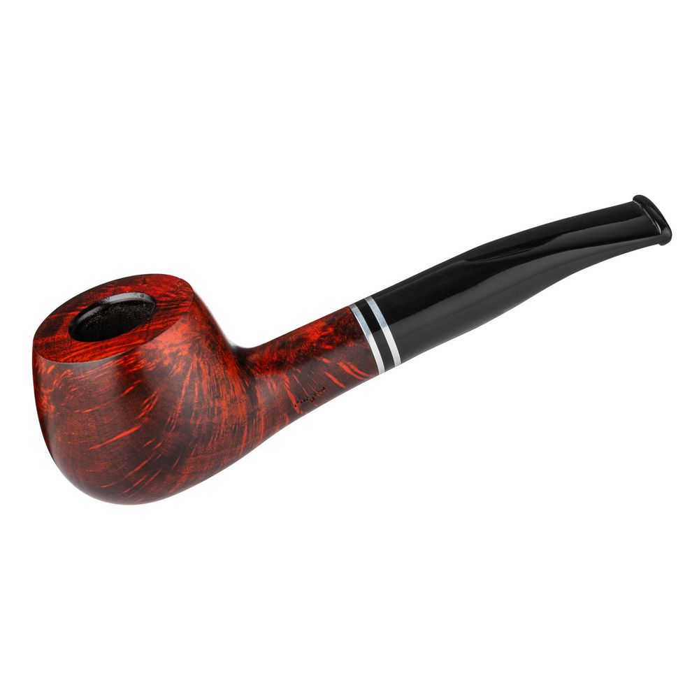 Angelo Pibe Model 9, rød/brun, let buet med ring - Pibe fra Angelo hos The Prince Webshop