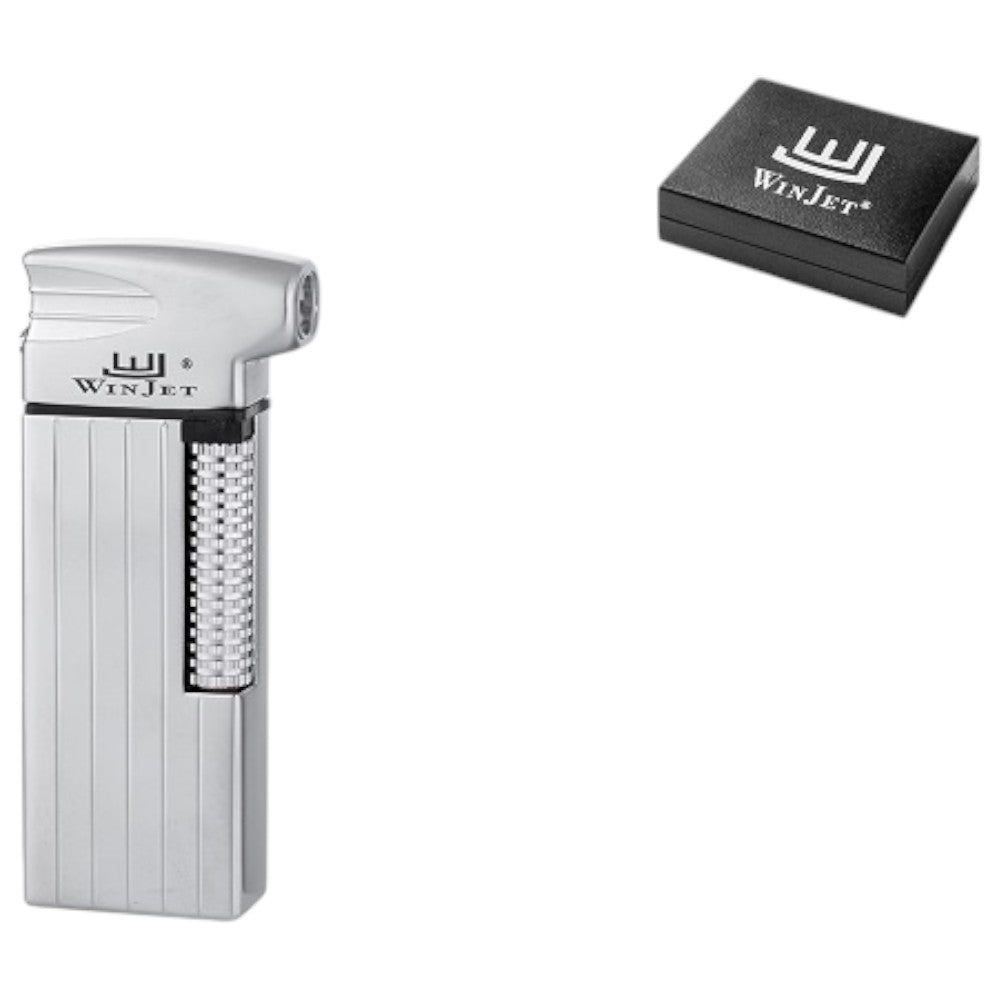 Winjet Premium Slim Flint Pibe Lighter - Sølv Stribet - Lighter fra Winjet hos The Prince Webshop