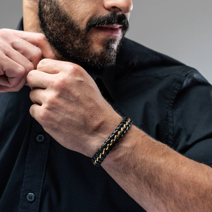 Læder Armbånd “Joy” - Sort/Guld Okselæder - Armbånd fra SERASAR hos The Prince Webshop